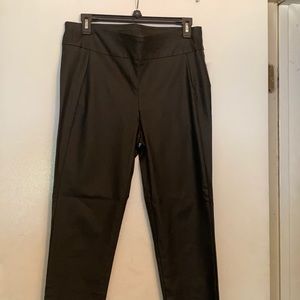Black leather like ankle length pants.